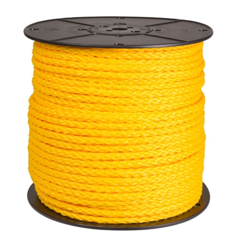 Hollow braid poly rope - yellow 1/4 x 1000ft