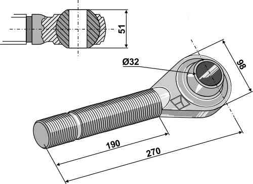 Tie-rod right - Cat. III