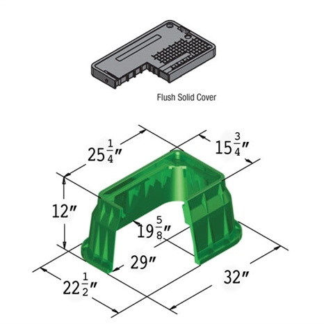 Carson valve box w/lid 1324 - blk-grn blank