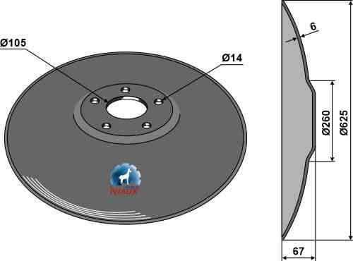 Plain disc with flat neck - Ø625x6 fitting for Case-New Holland 87457566