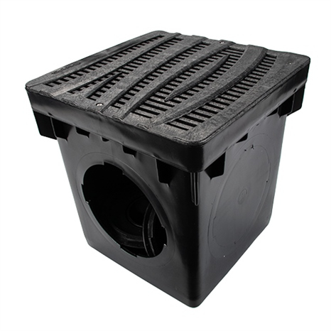 Basin - 12" catch basin kit w/ deco grate black