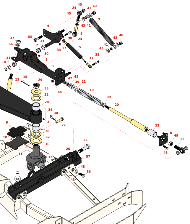 Toro Groundsmaster 4000-D Side Deck Lift Arm and Damper