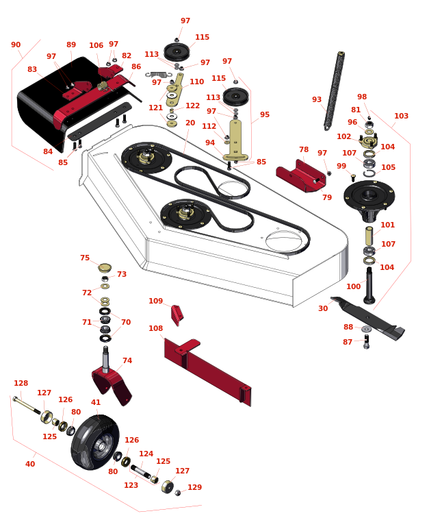 Toro GrandStand Mower 48in Deck Parts