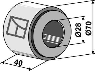 Metaalring kompleet met hardhoutlager ingeperst - Ø28mm