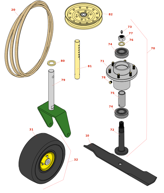 John Deere WG48A Commercial Walk-Behind Mower 48in Deck Parts