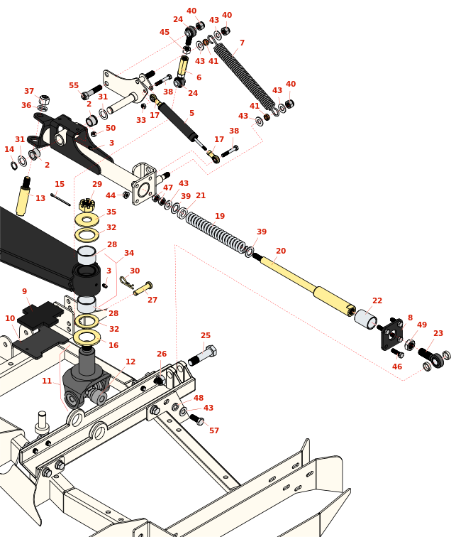 Toro Groundsmaster 4010-D Side Deck Lift Arm and Damper