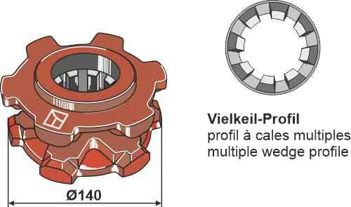 Chain sprocket Ø140 fitting for Fortschritt 1410 28061 3