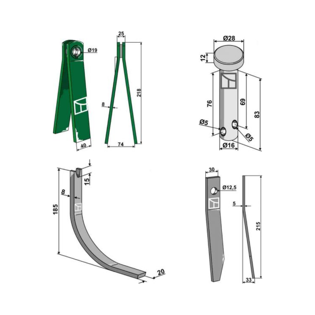 Preparation tines and accessories