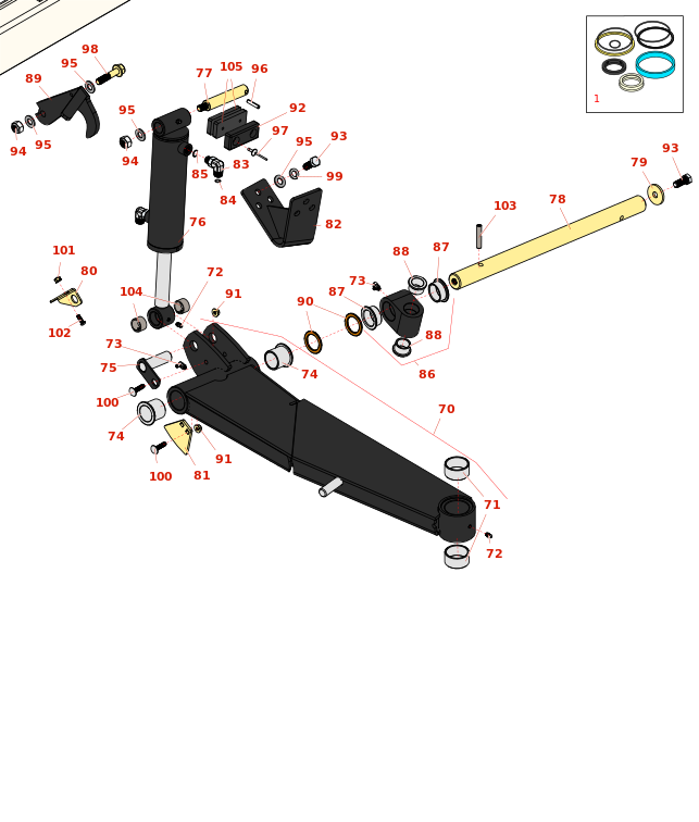 Toro Groundsmaster 4010-D Side Deck Lift Arm, Cylinder and Latch