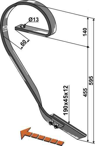 Sleeptand, rechts passend voor Kverneland RF29726X1