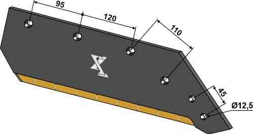 Reversible point share - 14“ - right fitting for Kverneland KK073002