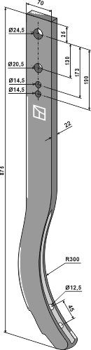 Cultivator shank - 875mm