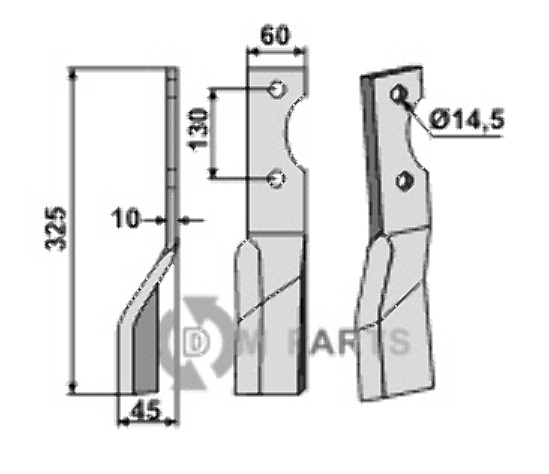 Rotary tine, left model fitting for Alpego DO544