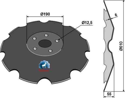 Getande schijf Ø610x6 passend voor Väderstad 154626