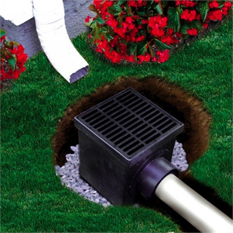 Basin - 12" catch basin kit w/grate black