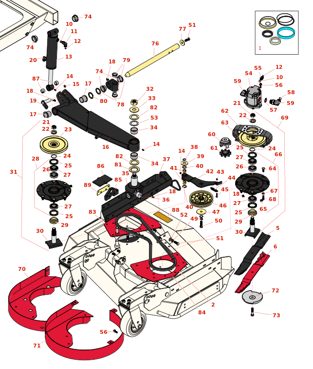 Toro Groundsmaster 4000-D Left-Hand Deck Lift Arms and Spindle