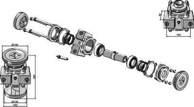 Bearing compl. for 40x40 square shafts