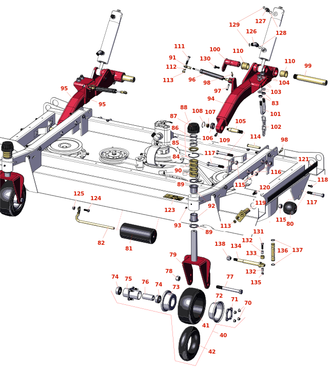 Toro Groundsmaster 4110-D Front Deck Lift Arms