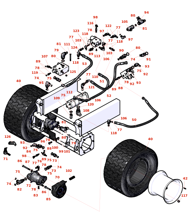 Toro Groundsmaster 4010-D Planetary, Brake And Tire Assembly