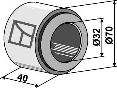 Metaalring kompleet met hardhoutlager ingeperst - Ø28mm