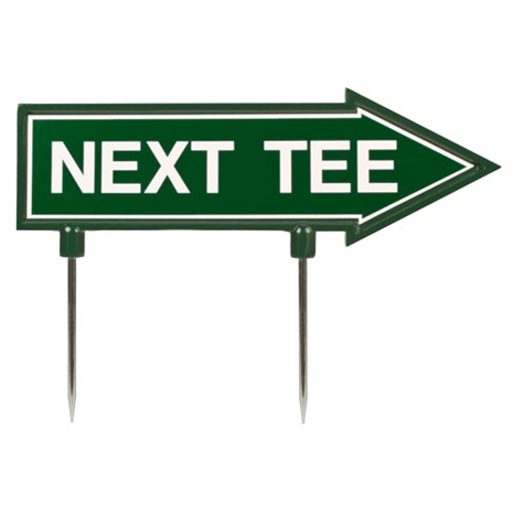 15" arrow sign - "next tee" - green with white