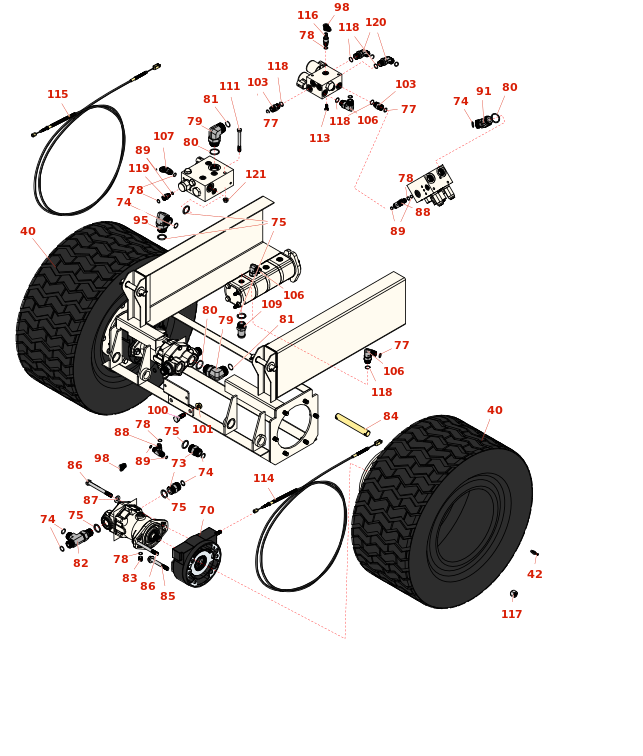 Toro Groundsmaster 4010-D Planetary, Brake And Tire Assembly