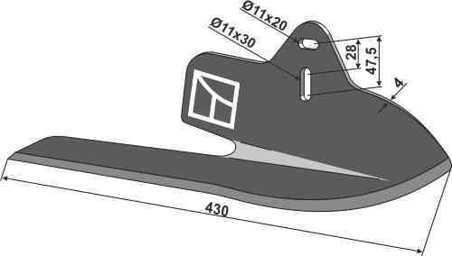 Angled wing share lelievre - left fitting for Monosem 10100025