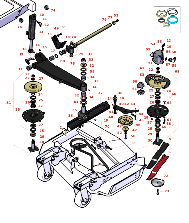 Toro Groundsmaster 4000-D Left-Hand Deck Lift Arms and Spindle - Models 30416 & 30477