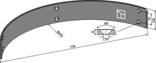 Geleideplaat 735mm 69-10-008