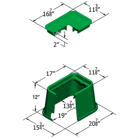 Carson valve box w/lid 1419-12 spec grade - green blank