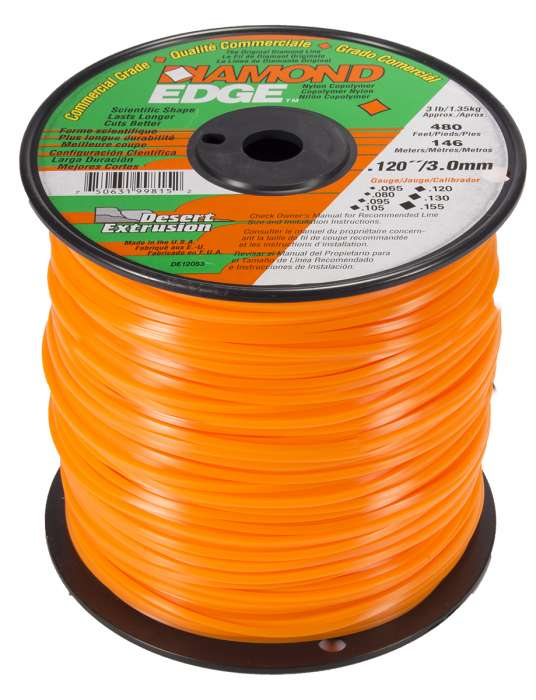 Trimmer line diamond edge™ shaped orange .120" / 3.0mm