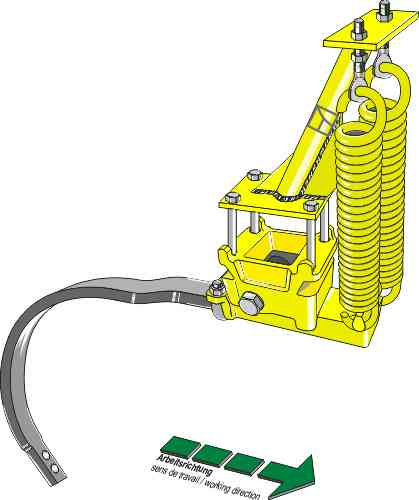 Cultivator-vering kompleet met C-tand - rechtse uitvoering