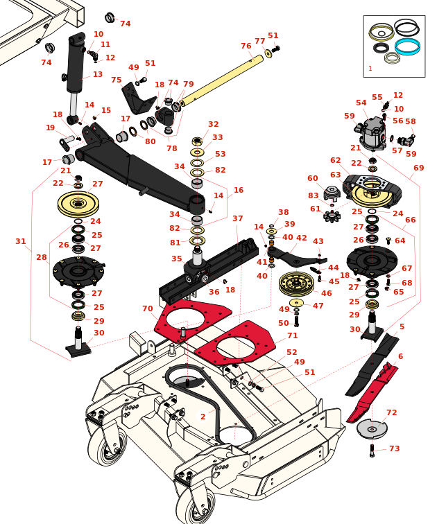 Toro Groundsmaster 4010-D Left-Hand Deck Lift Arms and Spindle