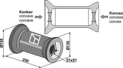 Transition piece for 50x50 square shafts