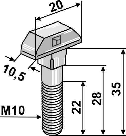 Lijstbout M10x35 - verzinkte uitvoering