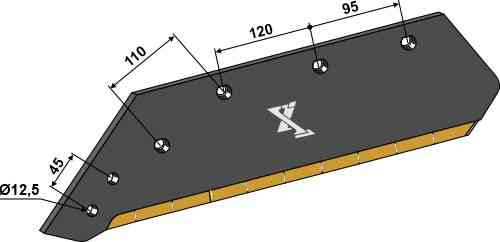 Reversible point share - 16“ - left fitting for Kverneland KK073005