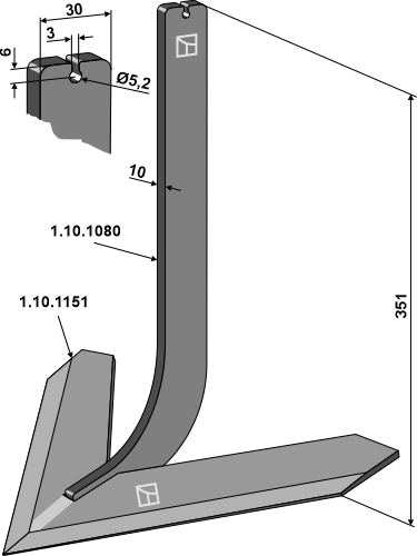 Tine with share 340mm