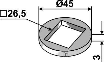 Reducing washer for 26x26 square shafts