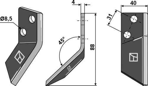 Food mixer knives, left