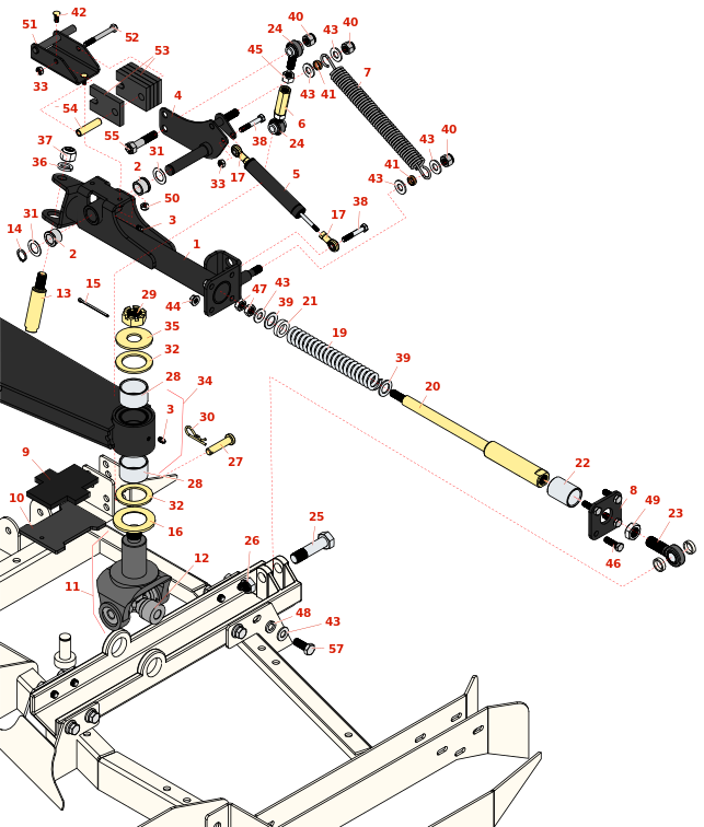 Toro Groundsmaster 4010-D Side Deck Lift Arm and Damper