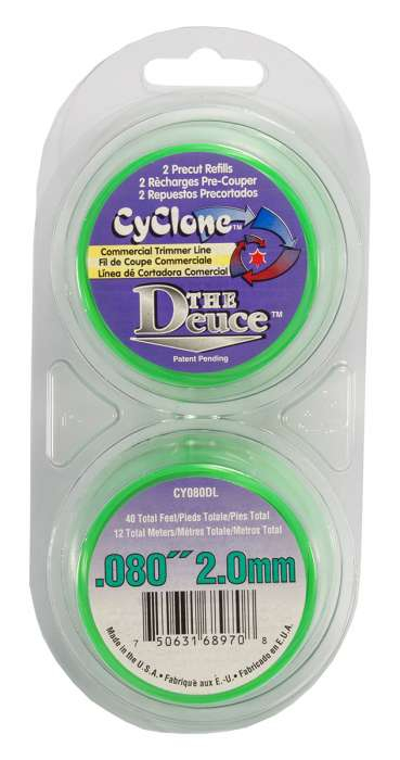 Trimmer line cyclone™ shaped green 2 x 20' deuce .080" / 2.0mm