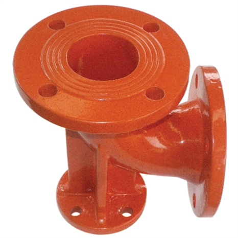 Leemco flanged elbow - 4" 90 bend flange x flange w/ base