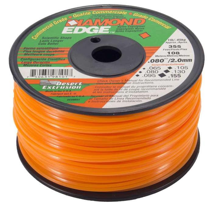 Trimmer line diamond edge™ shaped orange spool .080" / 2.0mm