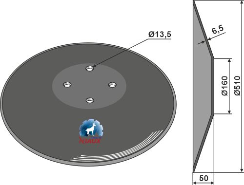 Glatte Scheibe Ø510x6,5 geeignet für John Deere NS90340003