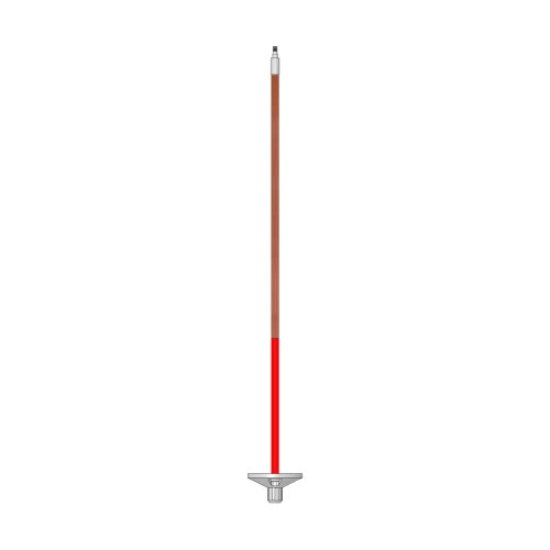 Practice green flagstick with bottom stripe 1/2 x 28 in - woodgrain with red