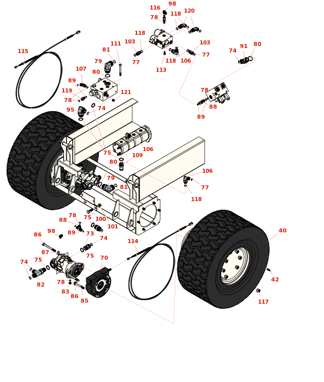 Toro Groundsmaster 4010-D Planetary, Brake And Tire Assembly