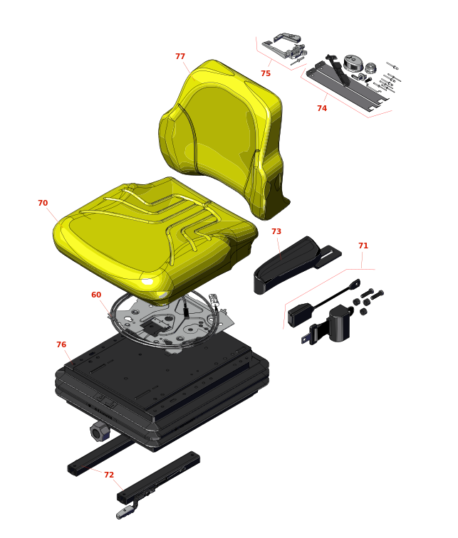 John Deere 7500A E-Cut Hybrid Reel Mower Seat