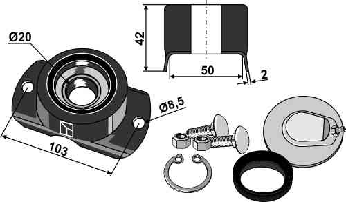 Deep groove ball bearings - compl. fitting for Kongskilde 103000454 - 103000811