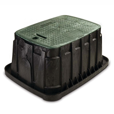 Rain bird jumbo valve box w/green locking lid