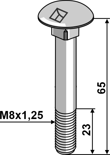 Slotbout m8 verzinkt met moer 8656038v